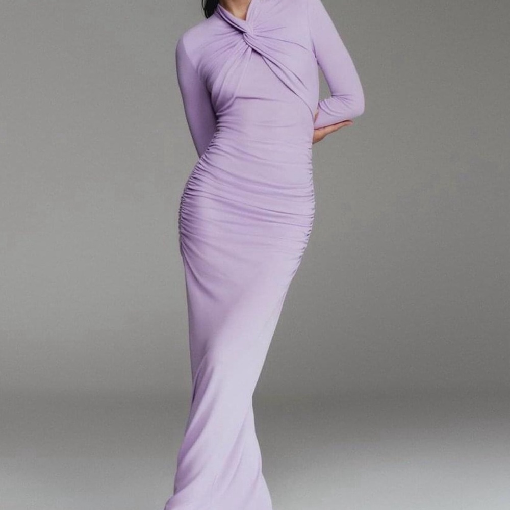 Carolina Herrera lilac long sleeve dress. Medium worn once! Exc cond. Elegance!